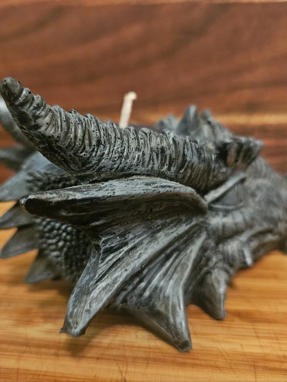 Gothic Dragon Head Tealight Candle Holder | 5” Grey Stone Finish Resin Figurine